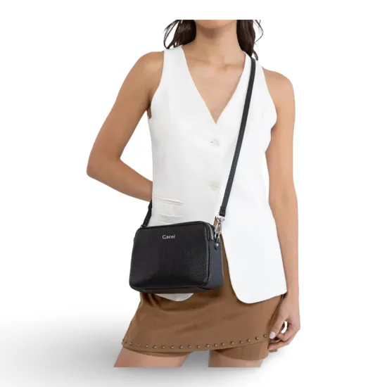 Cartera Bandolera Pequeña Graneado Negro CAR3630 Gacel - Imagen 3