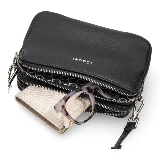 Cartera Bandolera Pequeña Graneado Negro CAR3630 Gacel - Imagen 9