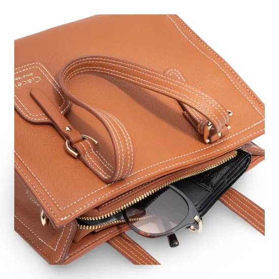 Cartera Pequeña Dos Asas Graneado Tostado CAR3563 Gacel - Imagen 8
