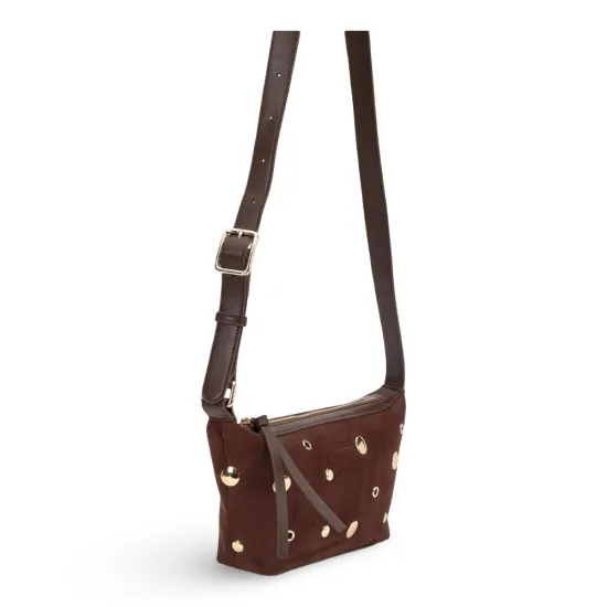 Cartera Bandolera Pequeña Suede Chocolate CAR3655 Gacel - Imagen 2