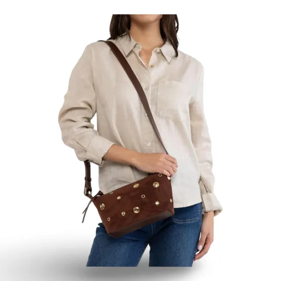 Cartera Bandolera Pequeña Suede Chocolate CAR3655 Gacel - Imagen 3