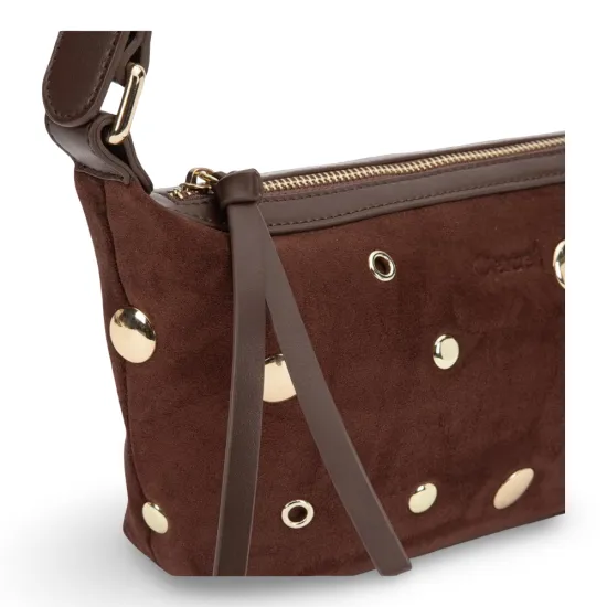 Cartera Bandolera Pequeña Suede Chocolate CAR3655 Gacel - Imagen 5