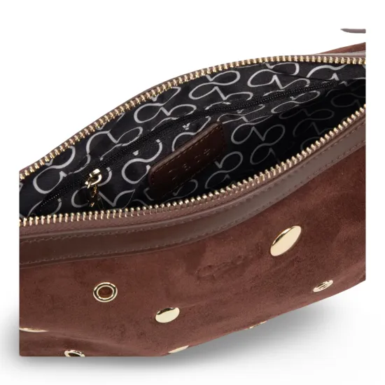Cartera Bandolera Pequeña Suede Chocolate CAR3655 Gacel - Imagen 6