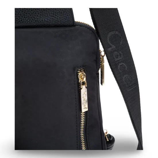 Cartera bandolera Pequeña Textil Negro CAR3166 Gacel - Imagen 4