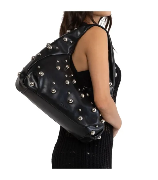 Cartera Corte Oval Craquele Negro CAR3552 Gacel - Imagen 5