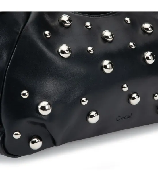 Cartera Corte Oval Craquele Negro CAR3552 Gacel - Imagen 6