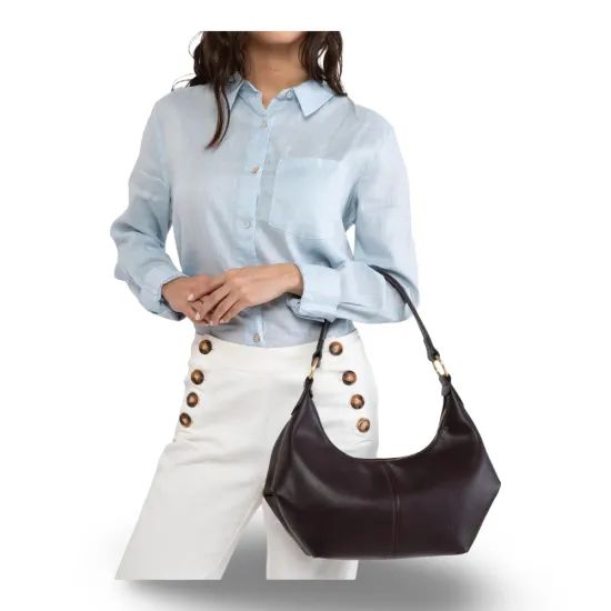 Cartera Corte Oval Craquele Chocolate CAR3652 Gacel - Imagen 2