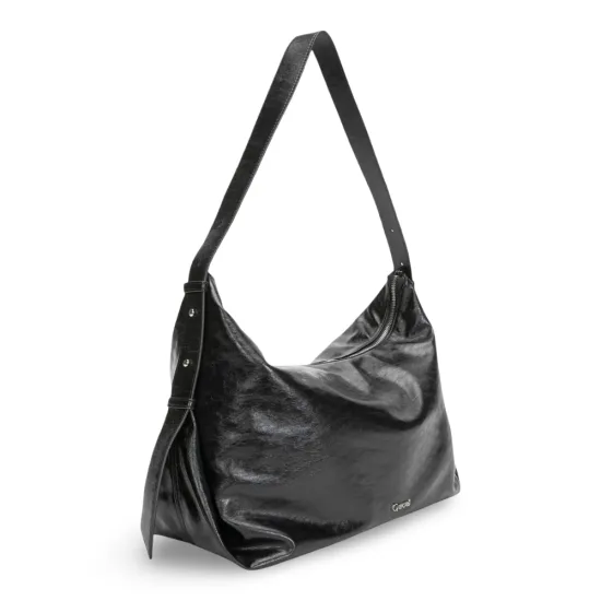 Cartera Corte Oval Craquele Negro CAR3637 Gacel - Imagen 3