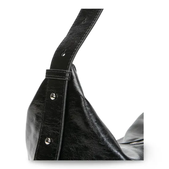 Cartera Corte Oval Craquele Negro CAR3637 Gacel - Imagen 5