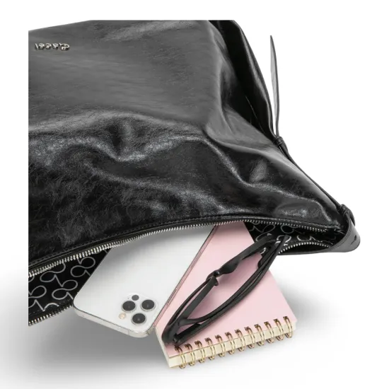 Cartera Corte Oval Craquele Negro CAR3637 Gacel - Imagen 6