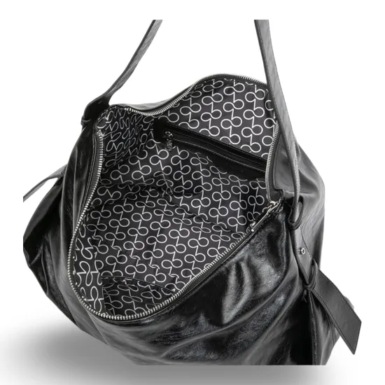 Cartera Corte Oval Craquele Negro CAR3637 Gacel - Imagen 7