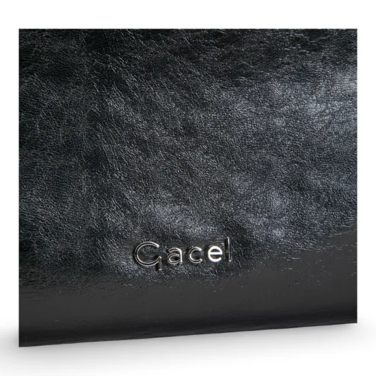 Cartera Corte Oval Craquele Negro CAR3637 Gacel - Imagen 8