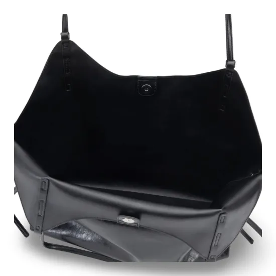 Cartera Dos Asas Grandes Craquele Negro CAR3602 Gacel - Imagen 2