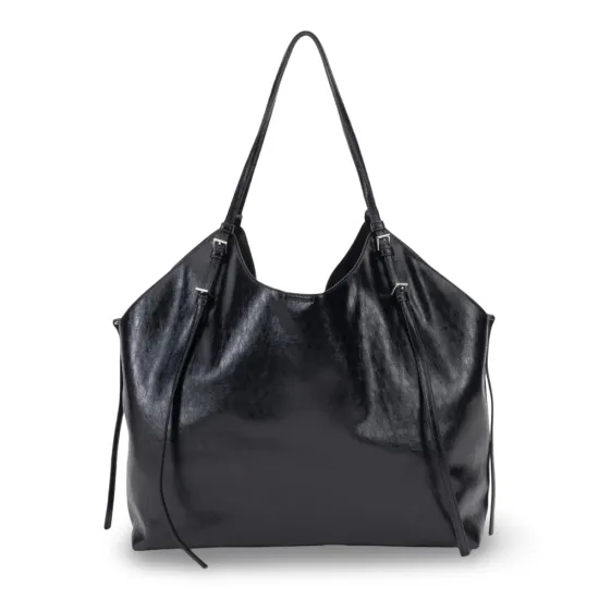 Cartera Dos Asas Grandes Craquele Negro CAR3602 Gacel - Imagen 5