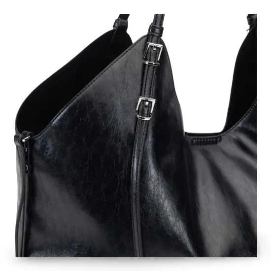 Cartera Dos Asas Grandes Craquele Negro CAR3602 Gacel - Imagen 8