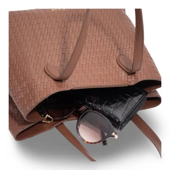 Cartera Dos Asas Mediana Estampado Tostado CAR3604 Gacel - Imagen 7