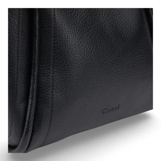 Cartera Dos Asas Mediana Graneado Negro CAR3650 Gacel - Imagen 5