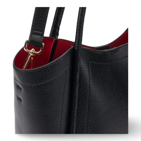 Cartera Dos Asas Mediana Graneado Negro CAR3650 Gacel - Imagen 6