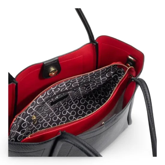 Cartera Dos Asas Mediana Graneado Negro CAR3650 Gacel - Imagen 8