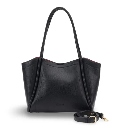 Cartera Dos Asas Mediana Graneado Negro CAR3650 Gacel - Imagen 9