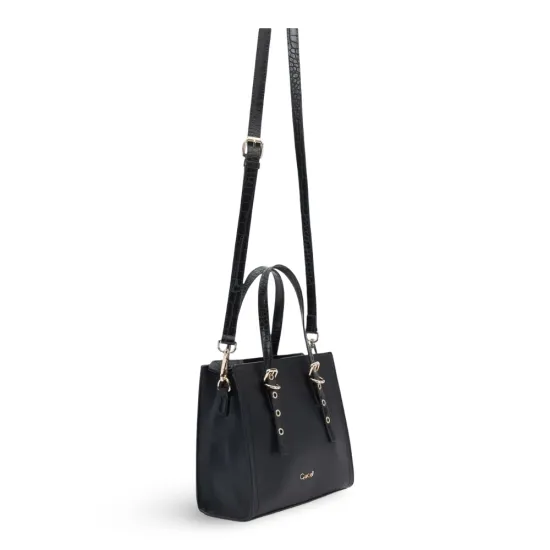 Cartera Dos Asas Pequeña Cuero Sintetico Negro CAR3545 Gacel - Imagen 2