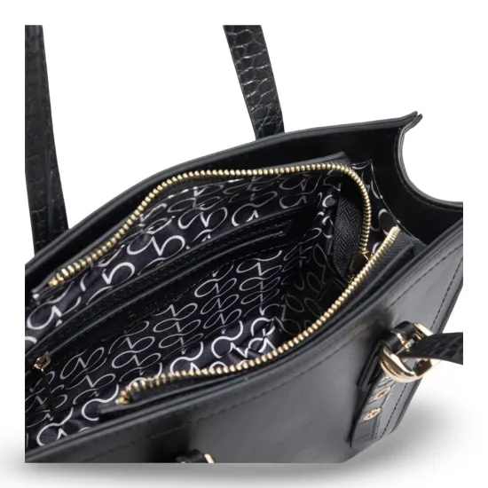 Cartera Dos Asas Pequeña Cuero Sintetico Negro CAR3545 Gacel - Imagen 5