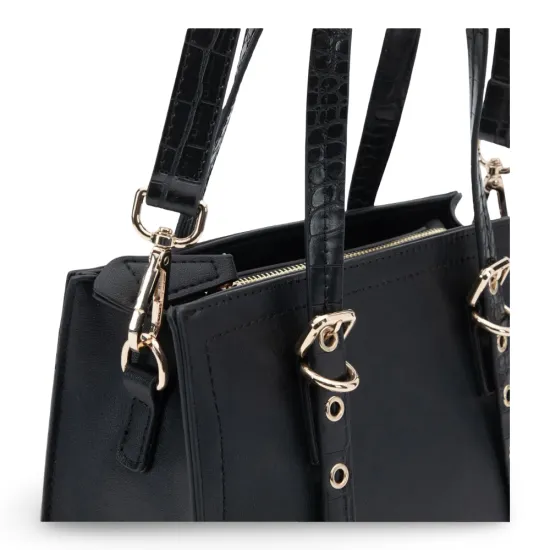 Cartera Dos Asas Pequeña Cuero Sintetico Negro CAR3545 Gacel - Imagen 6
