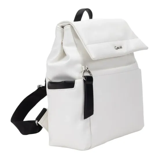 Mochila Grande Cuero Sintetico Blanco CAR3670 Gacel - Imagen 2