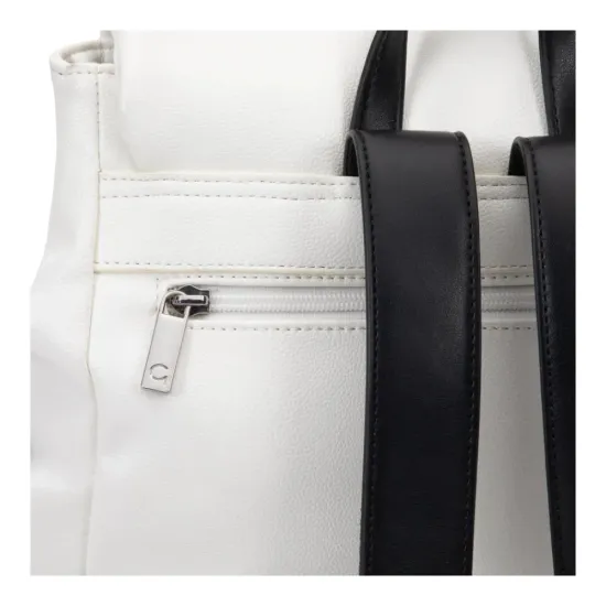 Mochila Grande Cuero Sintetico Blanco CAR3670 Gacel - Imagen 5