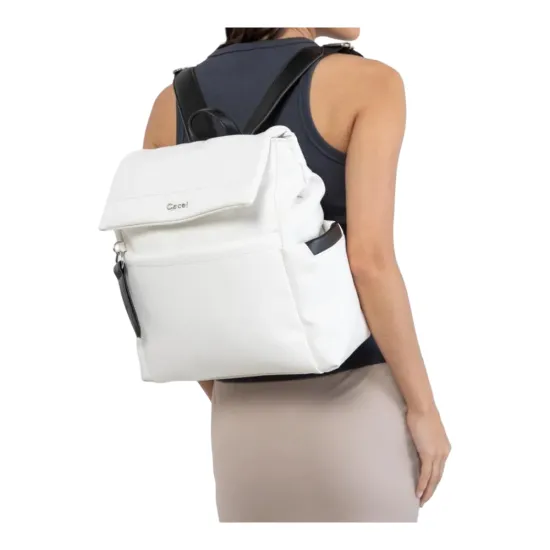 Mochila Grande Cuero Sintetico Blanco CAR3670 Gacel - Imagen 8