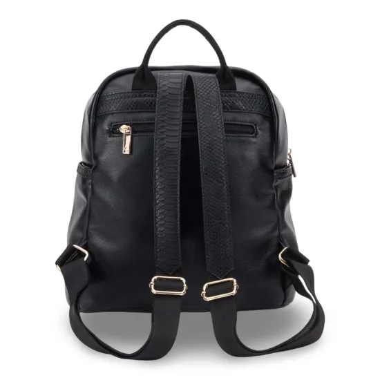 Mochila Grande Cuero Sintetico Graneado Negro CAR3679 Gacel - Imagen 2