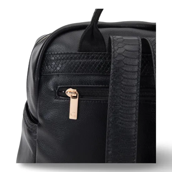 Mochila Grande Cuero Sintetico Graneado Negro CAR3679 Gacel - Imagen 9