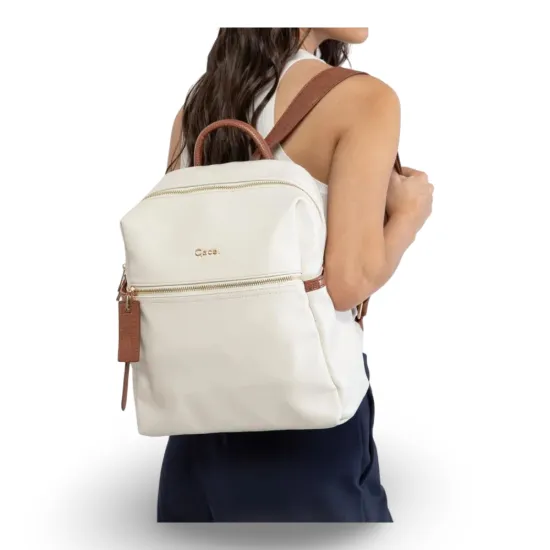 Mochila Grande Graneado Off White CAR3680 Gacel - Imagen 3