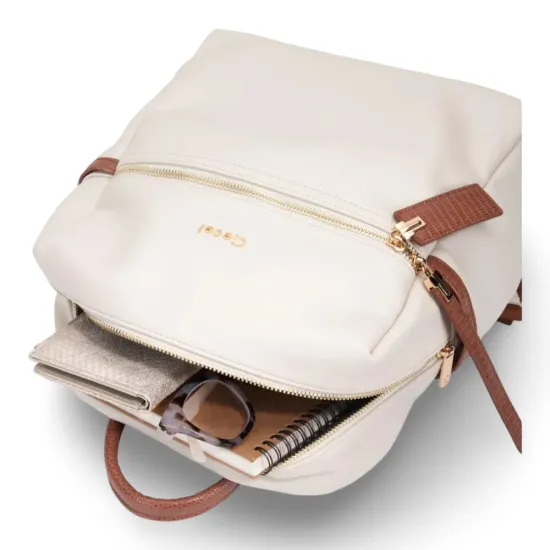 Mochila Grande Graneado Off White CAR3680 Gacel - Imagen 4