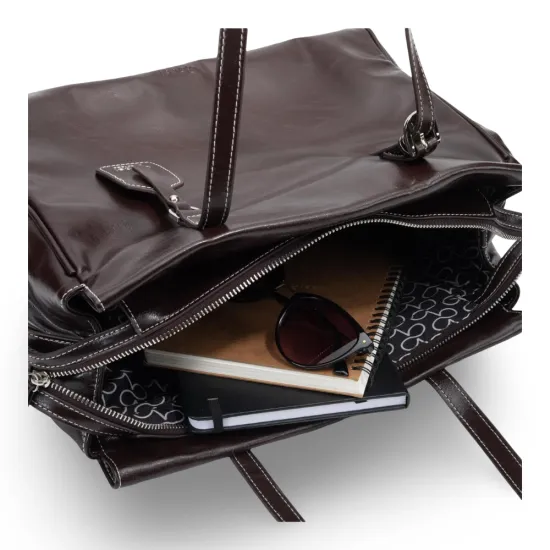 Cartera Grande Dos Asas Craquele Chocolate CAR3564 Gacel - Imagen 9