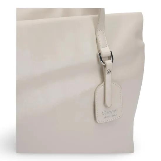 Cartera Grande Dos Asas Craquele Off White CAR3565 Gacel - Imagen 4
