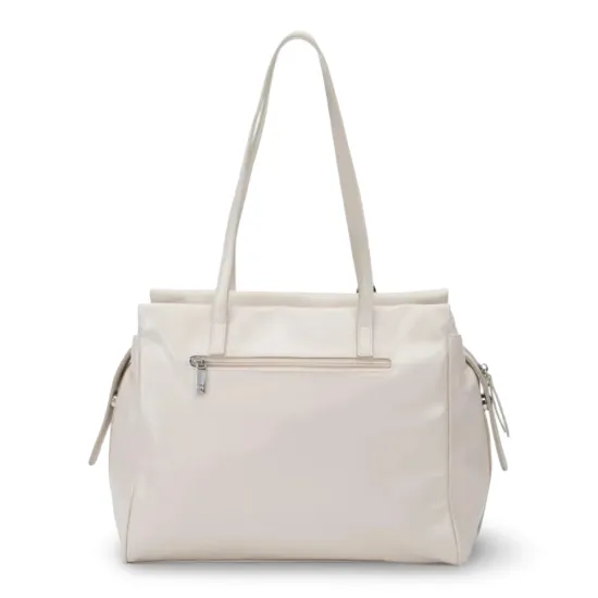 Cartera Grande Dos Asas Craquele Off White CAR3565 Gacel - Imagen 7