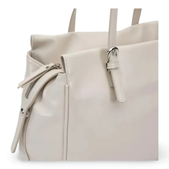 Cartera Grande Dos Asas Craquele Off White CAR3565 Gacel - Imagen 9