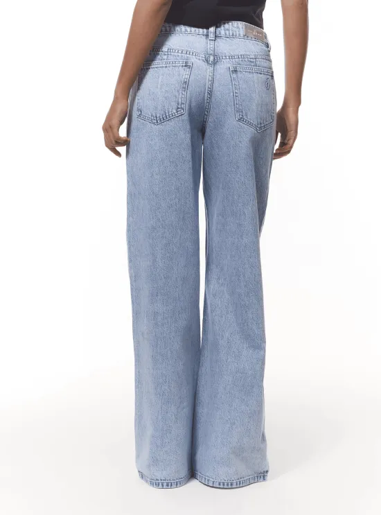 Jeans Mujer Wide Leg Pedrería Celeste JJO - Imagen 2