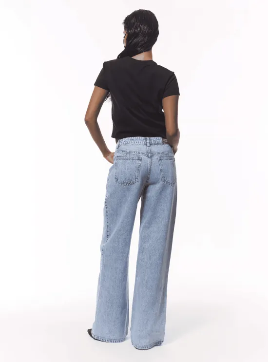 Jeans Mujer Wide Leg Pedrería Celeste JJO - Imagen 6