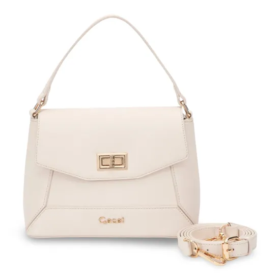 Cartera Bandolera Grande Graneado Off White CAR3557 Gacel