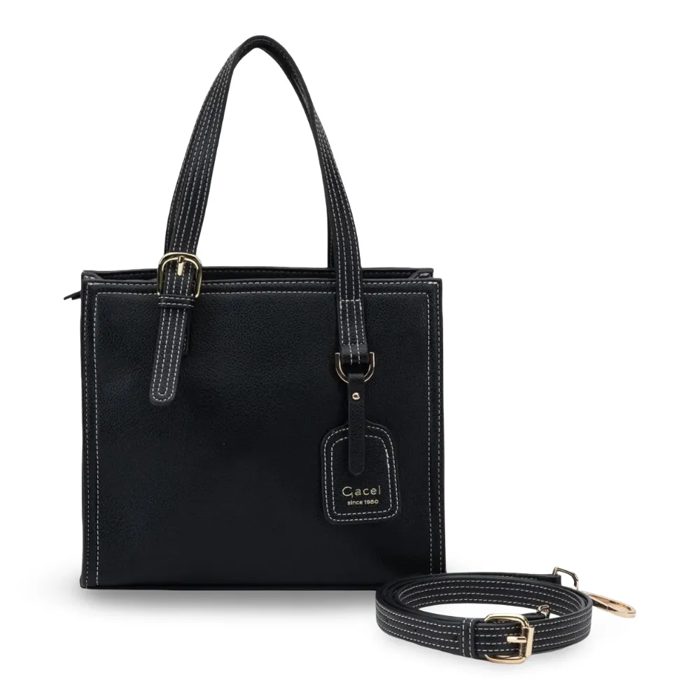 Cartera Pequeña Dos Asas Graneado negro CAR3562 Gacel