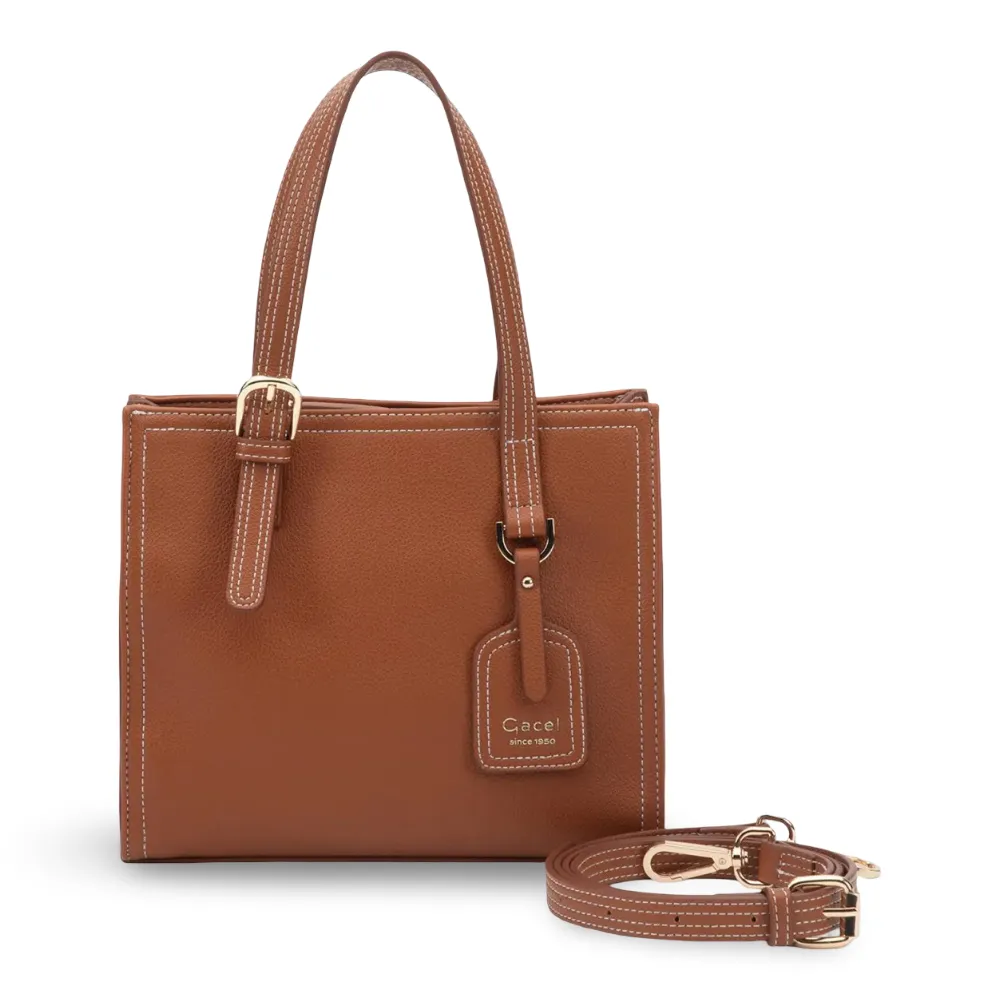 Cartera Pequeña Dos Asas Graneado Tostado CAR3563 Gacel