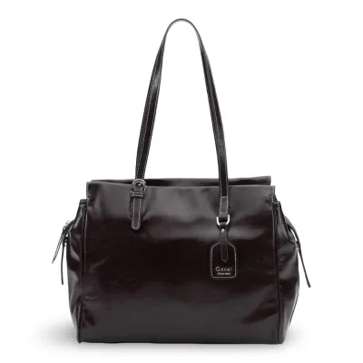 Cartera Grande Dos Asas Craquele Chocolate CAR3564 Gacel