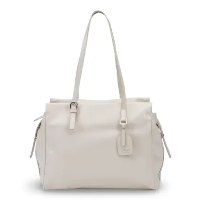 Cartera Grande Dos Asas Craquele Off White CAR3565 Gacel