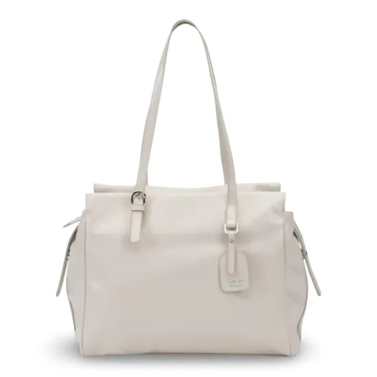 Cartera Grande Dos Asas Craquele Off White CAR3565 Gacel