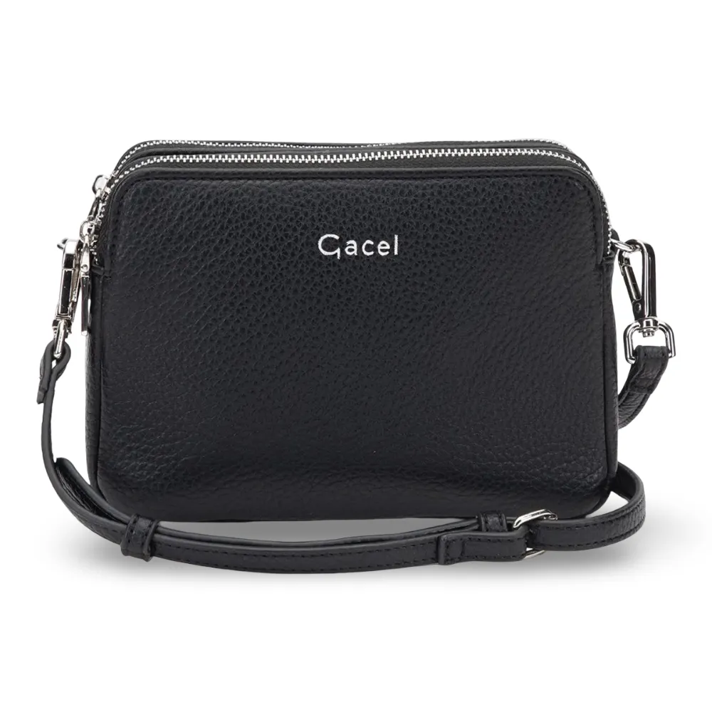 Cartera Bandolera Pequeña Graneado Negro CAR3630 Gacel