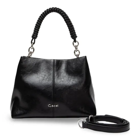 Cartera Bandolera Grande Craquele Negro CAR3633 Gacel