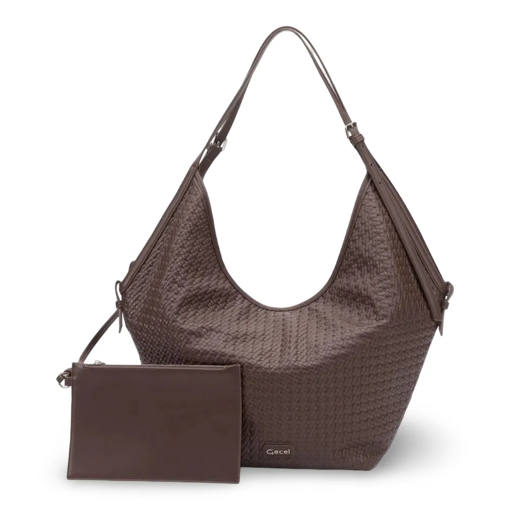 Cartera Dos Asas Grande Estampado Chocolate CAR3635 Gacel
