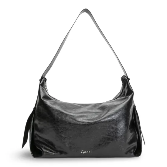 Cartera Corte Oval Craquele Negro CAR3637 Gacel